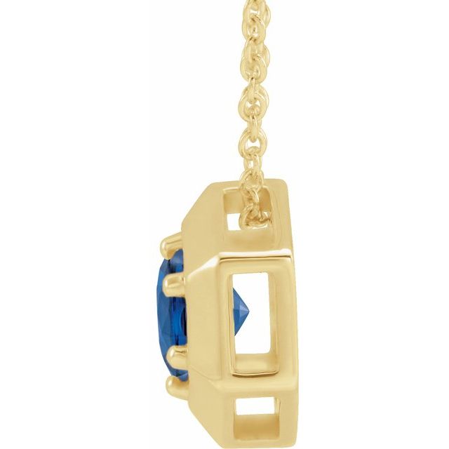 14K Yellow Lab-Grown Blue Sapphire Geometric 16-18" Necklace