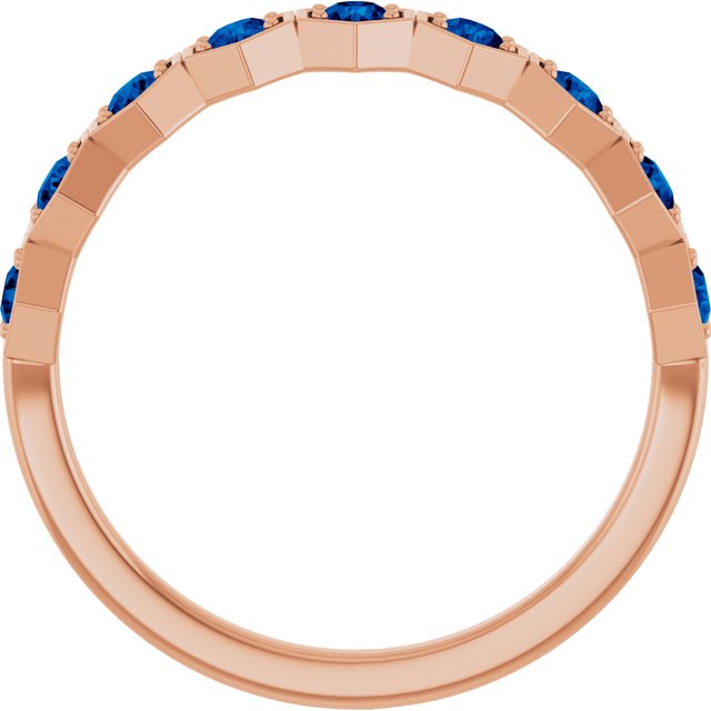 14K Rose Lab-Grown Blue Sapphire Stackable Ring