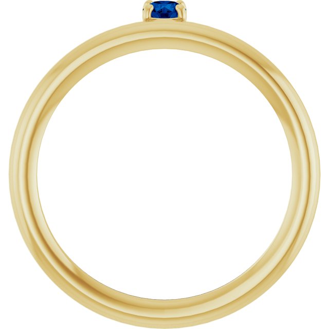 14K Yellow Lab-Grown Blue Sapphire Stackable Ring