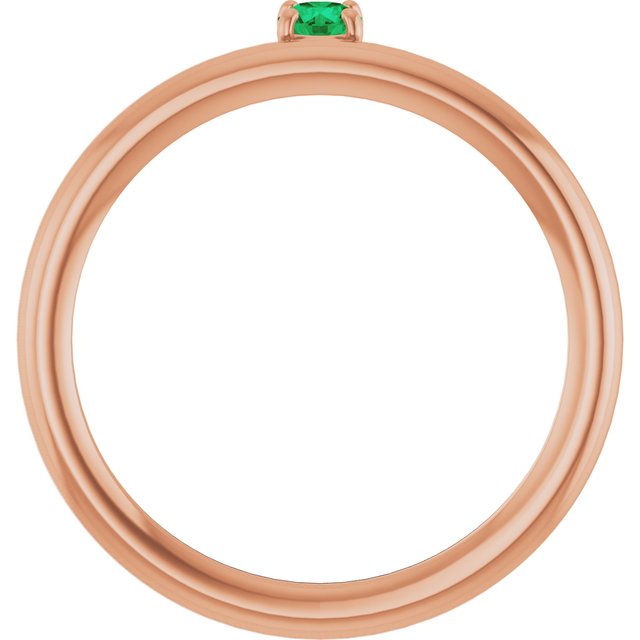 14K Rose Lab-Grown Emerald Stackable Ring