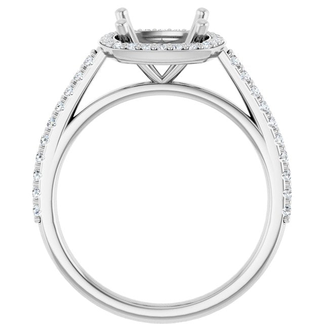14K White 8x8 mm Cushion 1/4 CTW Lab-Grown Diamond Semi-Set Engagement Ring