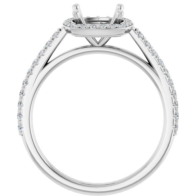 14K White 7x7 mm Cushion 1/4 CTW Lab-Grown Diamond Semi-Set Engagement Ring