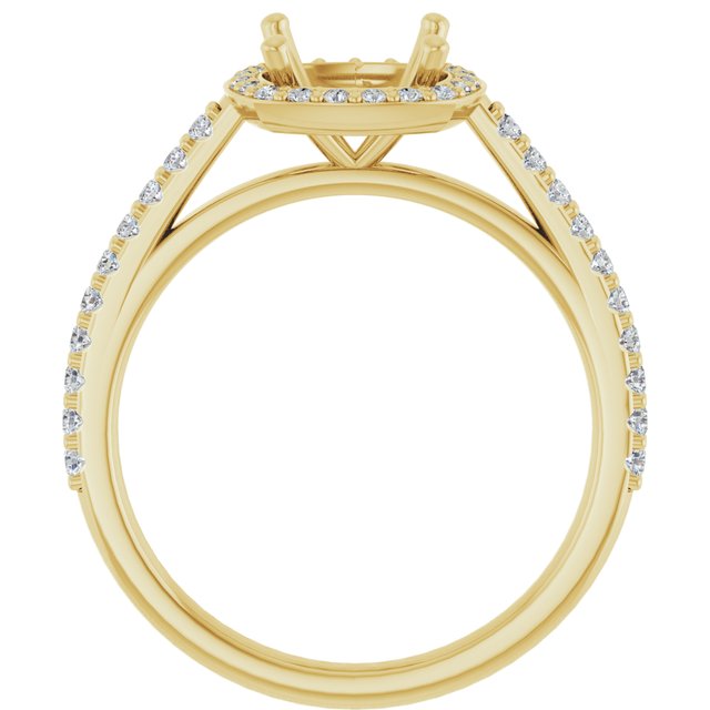 14K Yellow 7x7 mm Cushion 1/4 CTW Lab-Grown Diamond Semi-Set Engagement Ring
