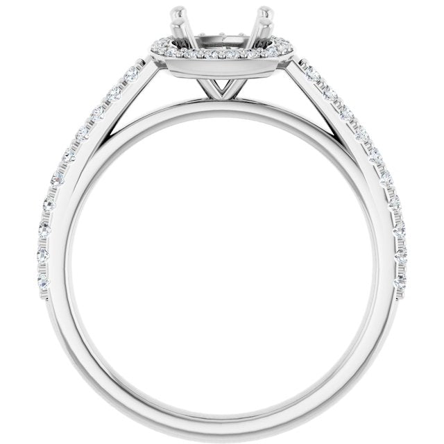 14K White 6x6 mm Cushion 1/4 CTW Lab-Grown Diamond Semi-Set Engagement Ring