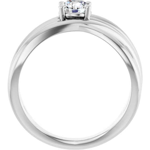 14K White 1/2 CT Lab-Grown Diamond Criss-Cross Ring