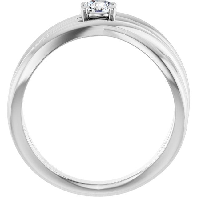 14K White 1/4 CT Lab-Grown Diamond Criss-Cross Ring