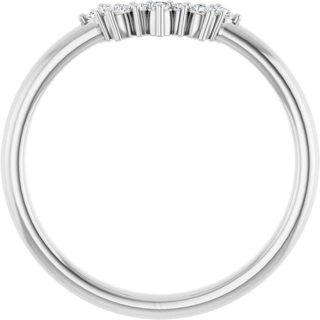 14K White .08 CTW Lab-Grown Diamond Contour Band