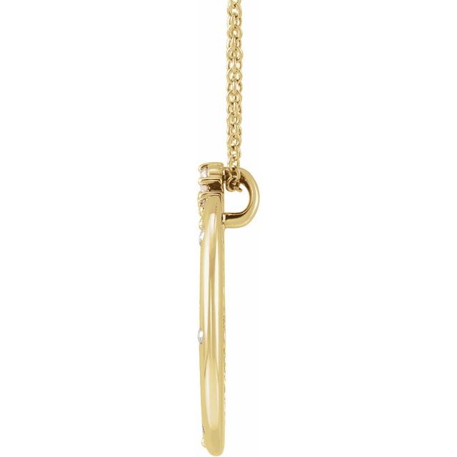 14K Yellow 1/4 CTW Lab-Grown Diamond Crescent Moon 16-18" Necklace