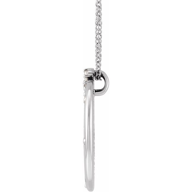 14K White 1/4 CTW Lab-Grown Diamond Crescent Moon 16-18" Necklace