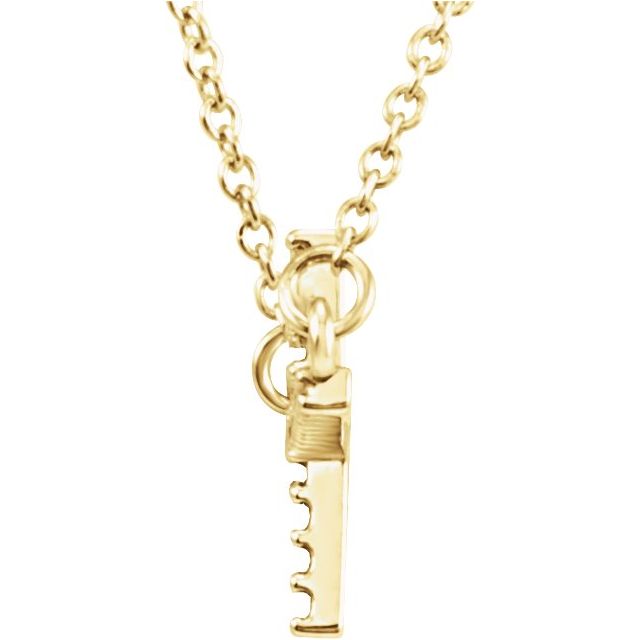 14K Yellow 1/10 CTW Lab-Grown Diamond Sideways Cross 16-18" Necklace