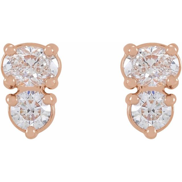 14K Rose 1/2 CTW Lab-Grown Diamond Two-Stone Earrings
