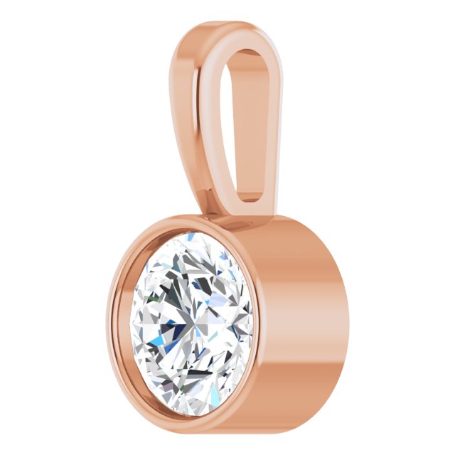 14K Rose 1/4 CT Lab-Grown Diamond Bezel-Set Solitaire Pendant