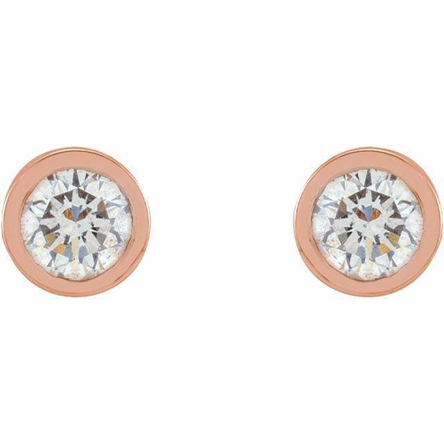 14K Rose 1/10 CTW Lab-Grown Diamond Micro Bezel-Set Earrings