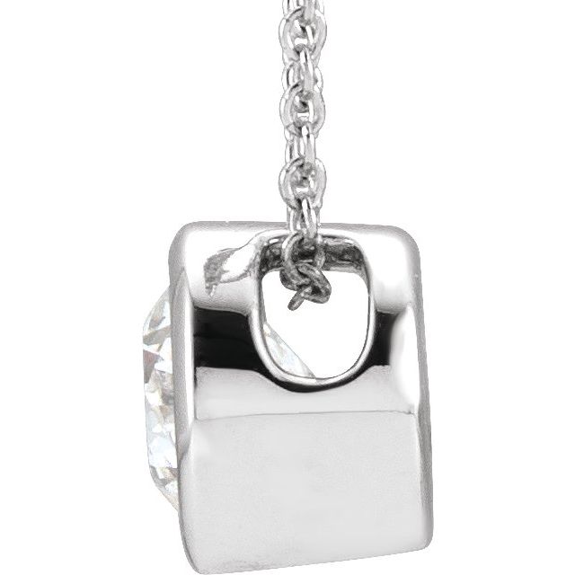 14K White 1/2 CT Lab-Grown Diamond Solitaire 16-18" Necklace