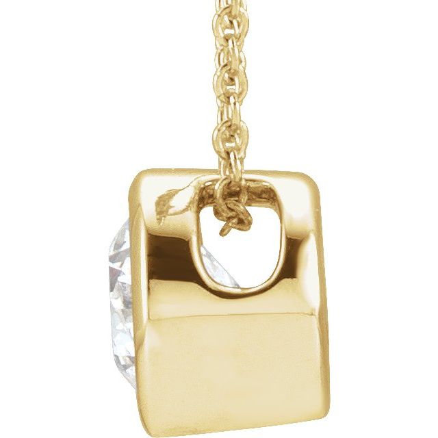 14K Yellow 3/4 CT Lab-Grown Diamond Solitaire 16-18" Necklace