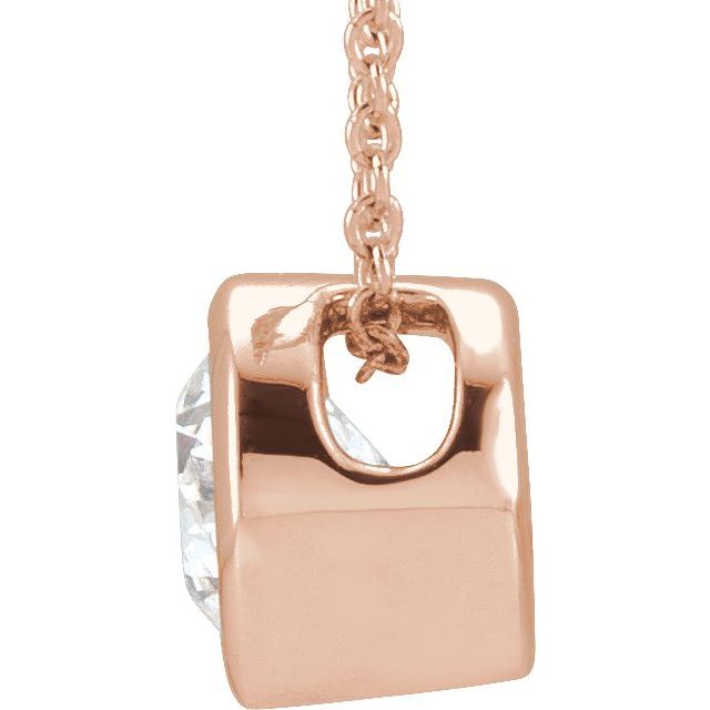 14K Rose 1/2 CT Lab-Grown Diamond Solitaire 16-18" Necklace