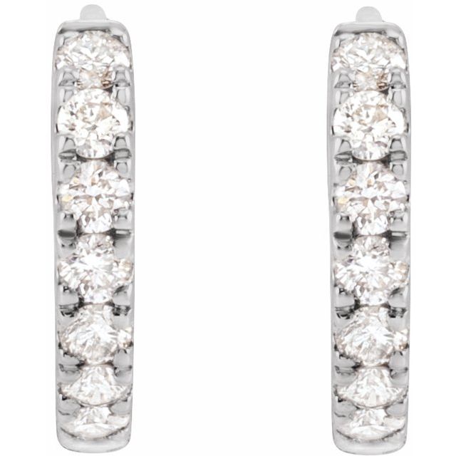 14K White 1/5 CTW Lab-Grown Diamond 10 mm Hoop Earrings