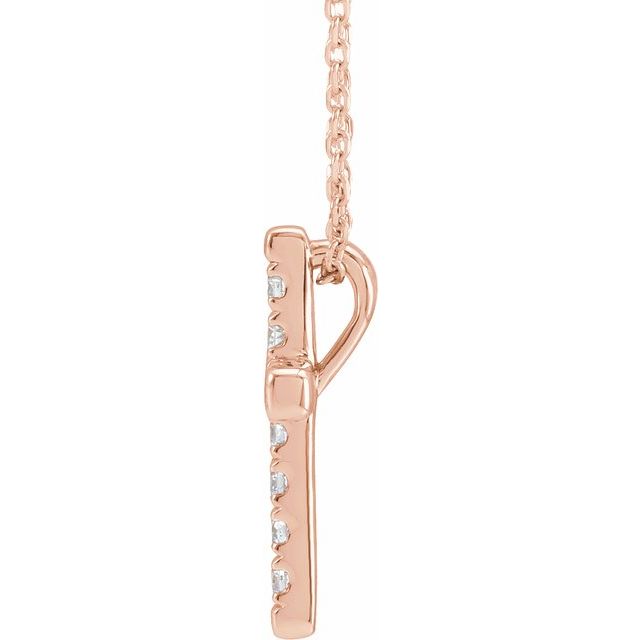 14K Rose 1/5 CTW Lab-Grown Diamond French-Set Cross 16-18" Necklace