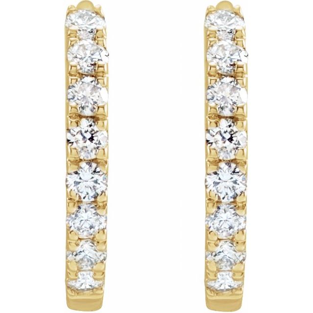 14K Yellow 1/5 CTW Lab-Grown Diamond 12 mm Hoop Earrings