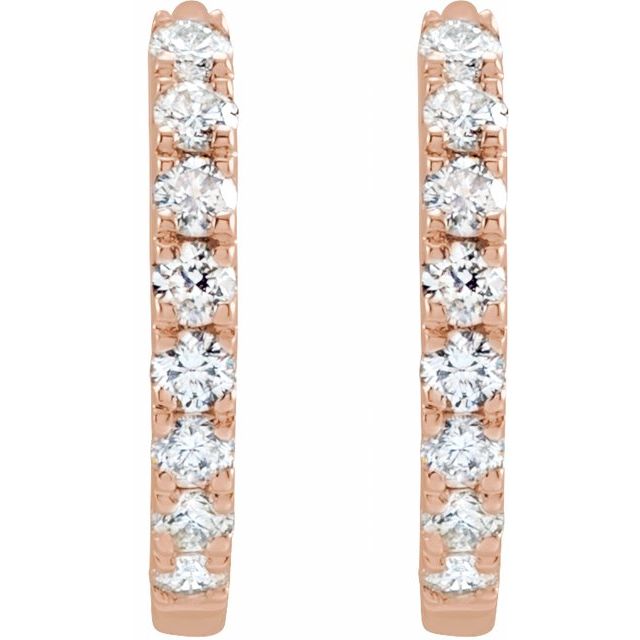 14K Rose 1/5 CTW Lab-Grown Diamond 12 mm Hoop Earrings