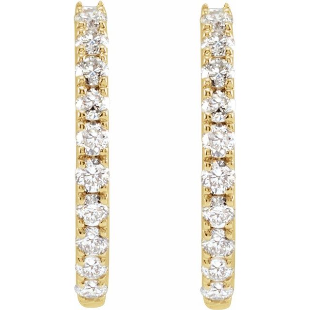 14K Yellow 1/4 CTW Lab-Grown Diamond 14 mm Hoop Earrings