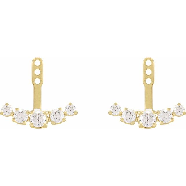 14K Yellow 1 CTW Lab-Grown Diamond Curved Bar Earring Jackets