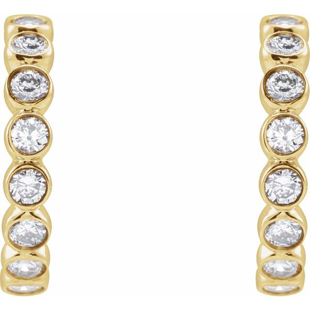 14K Yellow 1/3 CTW Lab-Grown Diamond 11.1 mm Hoop Earrings