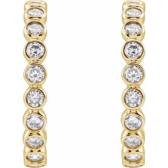 14K Yellow 3/8 CTW Lab-Grown Diamond 14 mm Hoop Earrings