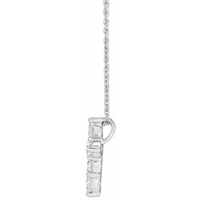 14K White 1 CTW Lab-Grown Diamond Cross 18" Necklace