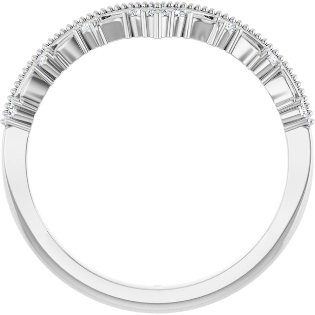 14K White .08 CTW Lab-Grown Diamond Contour Band