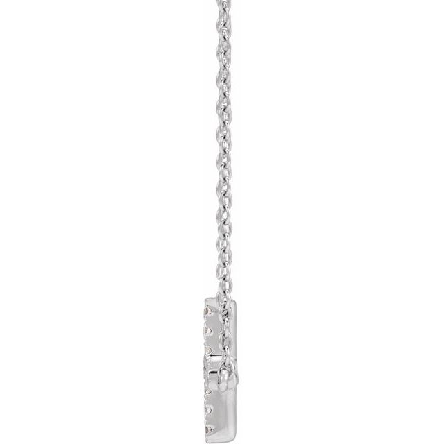 14K White 1/6 CTW Lab-Grown Diamond Sideways Cross 16-18" Necklace