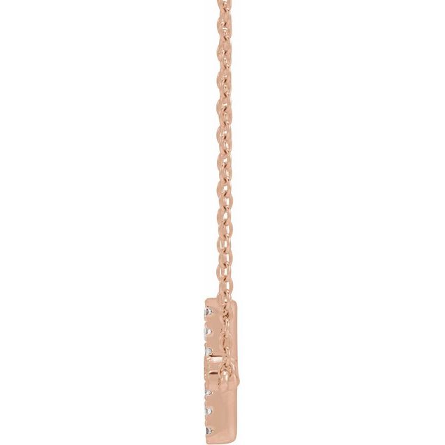 14K Rose 1/6 CTW Lab-Grown Diamond Sideways Cross 16-18" Necklace