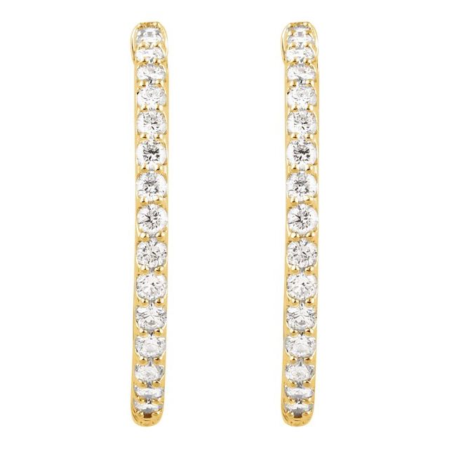 14K Yellow 2 CTW Lab-Grown Diamond Inside-Outside 29.5 mm Hinged Hoop Earrings