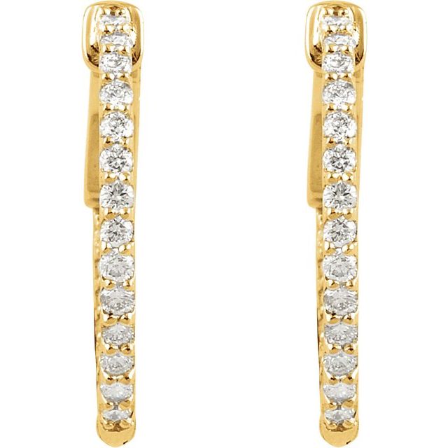 14K Yellow 1 CTW Lab-Grown Diamond Inside-Outside 26.5 mm Hinged Hoop Earrings