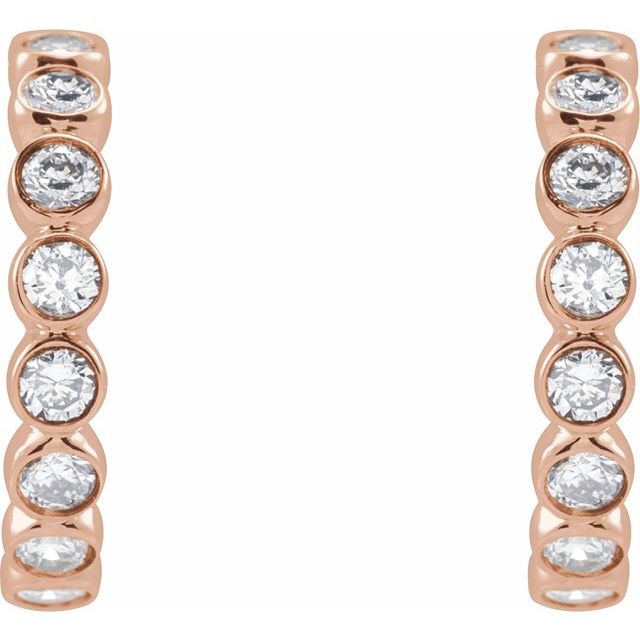 14K Rose 1/3 CTW Lab-Grown Diamond 11.1 mm Hoop Earrings