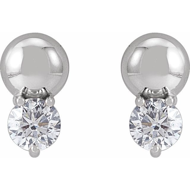 14K White 1/3 CTW Lab-Grown Diamond Bead Earring