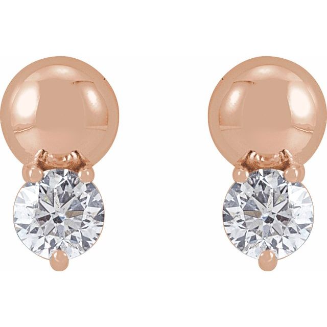 14K Rose 1/3 CTW Lab-Grown Diamond Bead Earring