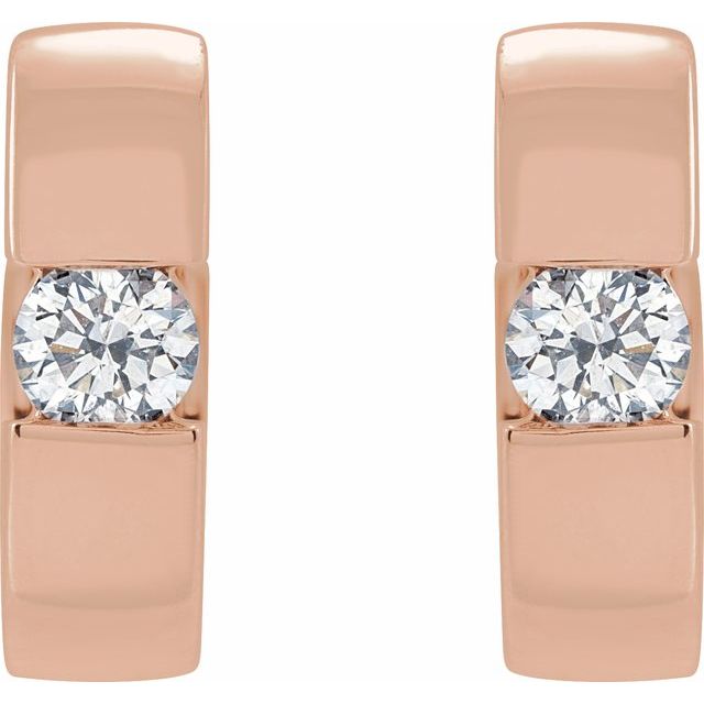 14K Rose 1/3 CTW Lab-Grown Diamond Hinged Huggie Earrings
