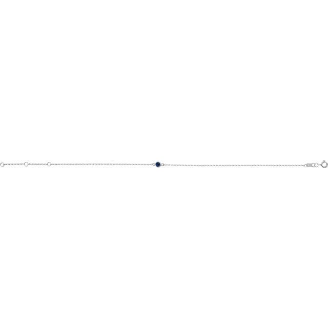 Platinum Lab-Grown Blue Sapphire Bezel-Set Solitaire 6 1/2-7 1/2" Bracelet