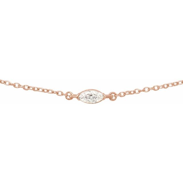 14K Rose 1/4 CT Lab-Grown Diamond 16-18" Necklace