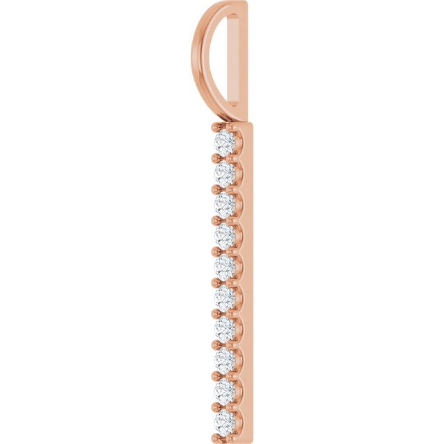14K Rose 1/6 CTW Lab-Grown Diamond Bar Charm/Pendant