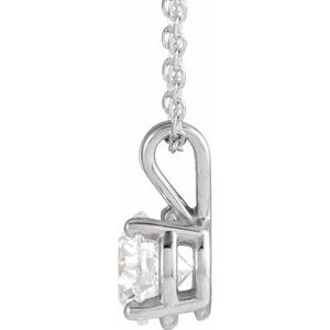 14K White  1 CT Lab-Grown Diamond Solitaire 16-18" Necklace