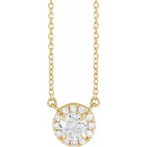 14K Yellow 5/8 CTW Lab-Grown Diamond French-Set 16-18" Necklace