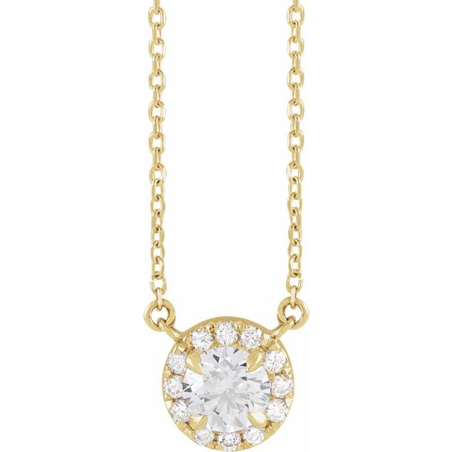 14K Yellow 5/8 CTW Lab-Grown Diamond French-Set 16-18" Necklace
