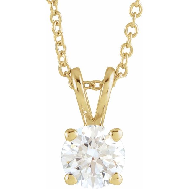 14K Yellow  5/8 CT Lab-Grown Diamond Solitaire 16-18" Necklace