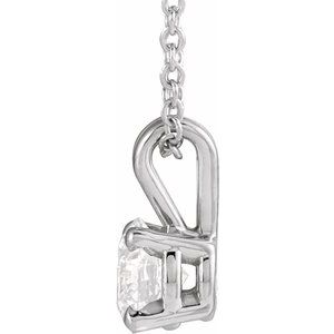 14K White  5/8 CT Lab-Grown Diamond Solitaire 16-18" Necklace