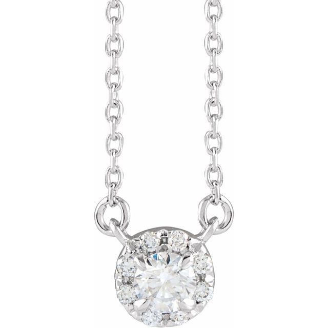 14K White 1/5 CTW Lab-Grown Diamond French-Set 16-18" Necklace