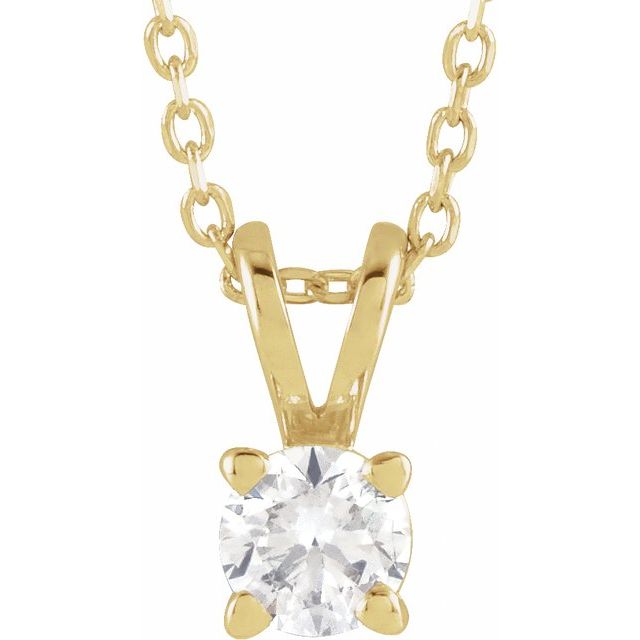 14K Yellow  1/4 CT Lab-Grown Diamond Solitaire 16-18" Necklace