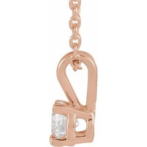 14K Rose  1/4 CT Lab-Grown Diamond Solitaire 16-18" Necklace