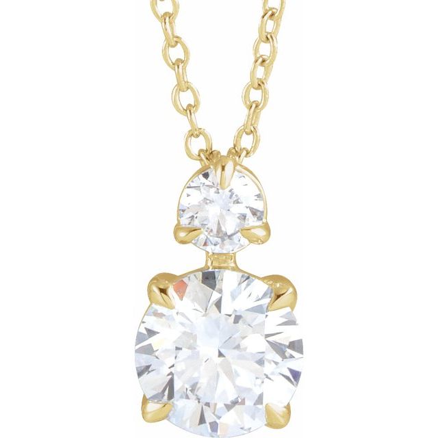 14K Yellow 1 CTW Lab-Grown Diamond Claw-Prong 16-18" Necklace